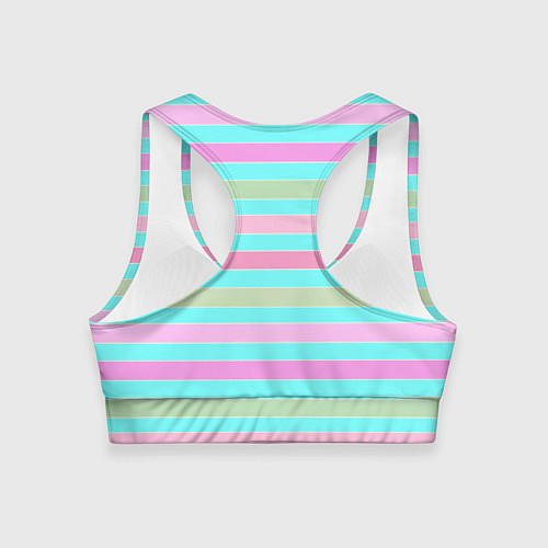 Женский спортивный топ Pink turquoise stripes horizontal Полосатый узор / 3D-принт – фото 2