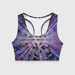 Топик спортивный женский Неоновый абстрактный коридор - Фиолетовый, цвет: 3D-принт