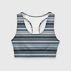 Топик спортивный женский Горизонтальные синие, голубые, белые полосы, цвет: 3D-принт