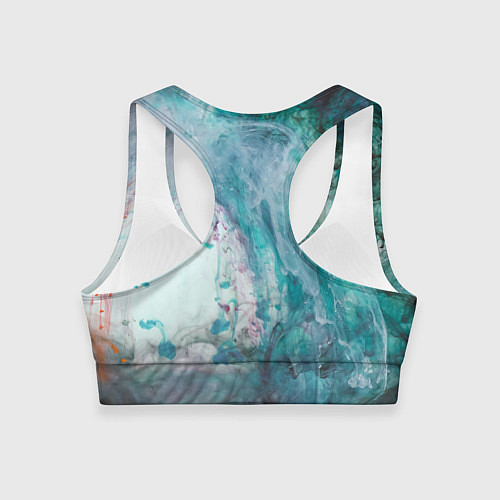 Женский спортивный топ Абстрактные краски на холсте - Голубой / 3D-принт – фото 2