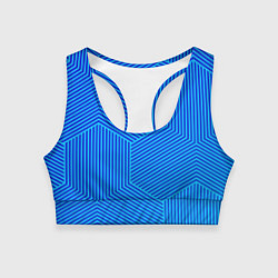 Топик спортивный женский Blue geometry линии, цвет: 3D-принт