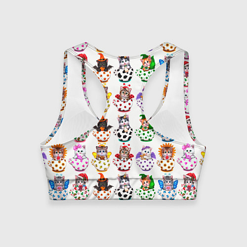 Женский спортивный топ Kittens in a cup / 3D-принт – фото 2