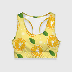 Топик спортивный женский Сочные апельсины в разрезе, цвет: 3D-принт