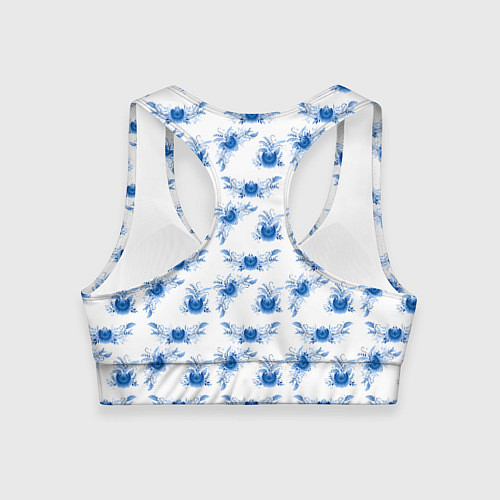 Женский спортивный топ Blue floral pattern / 3D-принт – фото 2