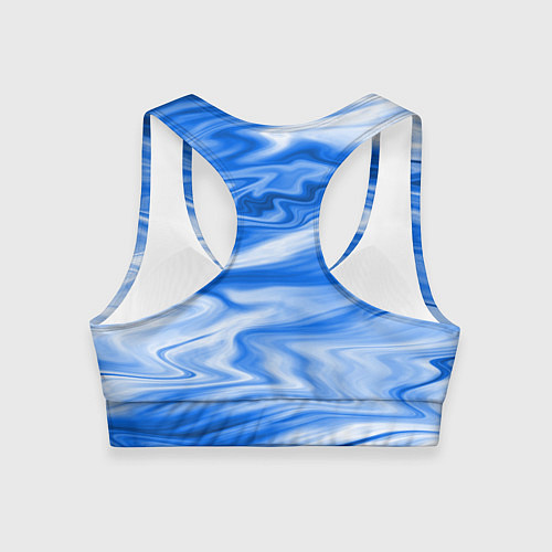 Женский спортивный топ Бело синий абстрактный фон Волны / 3D-принт – фото 2