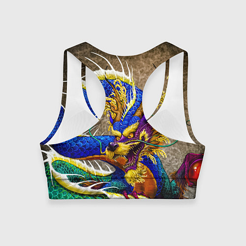 Женский спортивный топ Разноцветный Японский Дракон / 3D-принт – фото 2
