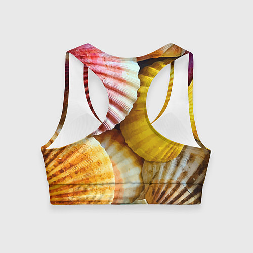 Женский спортивный топ Разноцветные створки океанских раковин / 3D-принт – фото 2