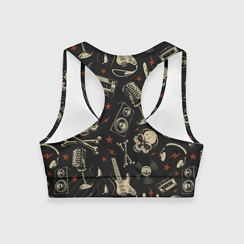 Женский спортивный топ Черепа гранж / 3D-принт – фото 2