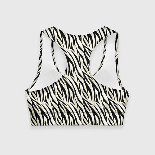 Женский спортивный топ Тигровый полосатый узор-черные, бежевые полосы на / 3D-принт – фото 2