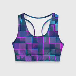 Топик спортивный женский Неоновый киберпанк кубизм, цвет: 3D-принт