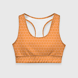 Топик спортивный женский Оранжево-желтые цветочки, цвет: 3D-принт