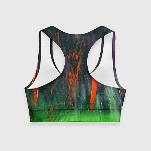 Женский спортивный топ Абстрактный зелёный туман и красная краска / 3D-принт – фото 2