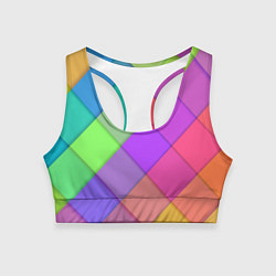 Топик спортивный женский Геометрический узор из квадратов, цвет: 3D-принт