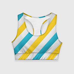 Топик спортивный женский Желтые и синие полосы, цвет: 3D-принт