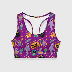 Женский спортивный топ Happy Halloween - holiday pattern