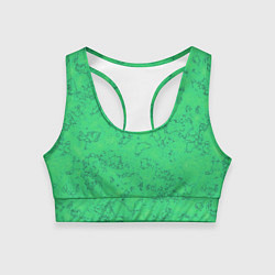 Топик спортивный женский Мраморный зеленый яркий узор, цвет: 3D-принт