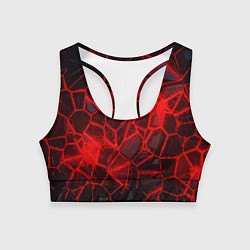 Топик спортивный женский Кристаллы в красных нитях, цвет: 3D-принт
