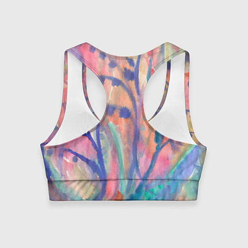 Женский спортивный топ Акварельный растительный узор зимнее утро / 3D-принт – фото 2