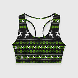 Топик спортивный женский Новогодний свитер - Крипер, цвет: 3D-принт