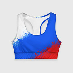Топик спортивный женский Флаг России - триколор, цвет: 3D-принт