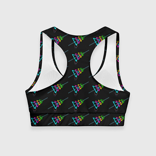 Женский спортивный топ Colored triangles / 3D-принт – фото 2
