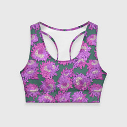 Топик спортивный женский Яркие хризантемы, цвет: 3D-принт