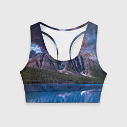 Топик спортивный женский Горы и лес у озера, цвет: 3D-принт