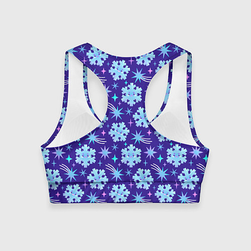 Женский спортивный топ Снежинки со звездами в синем небе / 3D-принт – фото 2