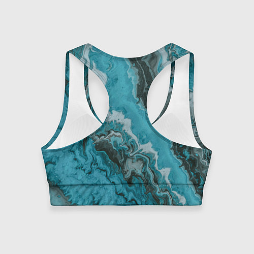 Женский спортивный топ Тёмно-синие разливающиеся краски / 3D-принт – фото 2