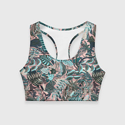 Топик спортивный женский Тропический узор, цвет: 3D-принт