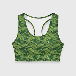 Топик спортивный женский Милитари перо двухцветное, цвет: 3D-принт
