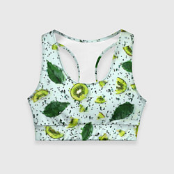 Женский спортивный топ Киви мята ментол - акварель