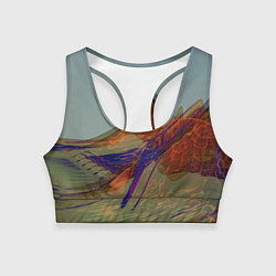 Топик спортивный женский Волнообразные разноцветные музыкальные линии, цвет: 3D-принт