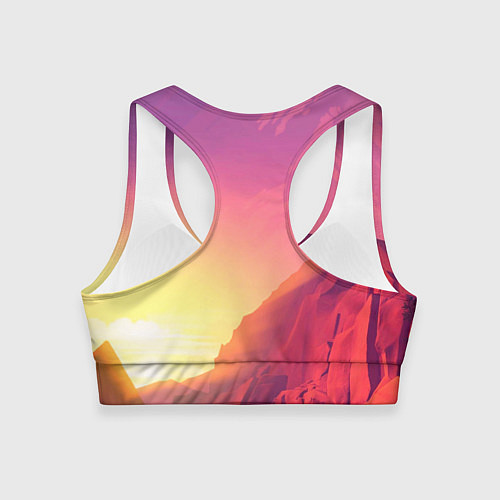 Женский спортивный топ Firewatch - Солнечный закат посреди гор / 3D-принт – фото 2
