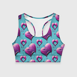Топик спортивный женский Паттерн сердца и капли, цвет: 3D-принт