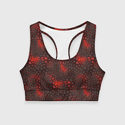 Топик спортивный женский Красно-черная объемная броня, цвет: 3D-принт