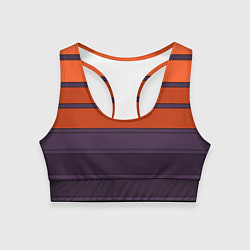 Топик спортивный женский Полосатый фиолетово-оранжевый узор, цвет: 3D-принт