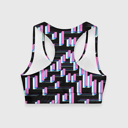Женский спортивный топ Паттерн геометрический контрастный / 3D-принт – фото 2