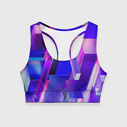 Топик спортивный женский Синие и розовые прямоугольники, цвет: 3D-принт
