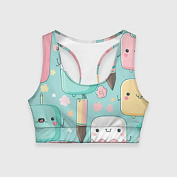 Топик спортивный женский Милые предметы с лицами, цвет: 3D-принт