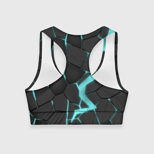 Женский спортивный топ Голубой неон / 3D-принт – фото 2