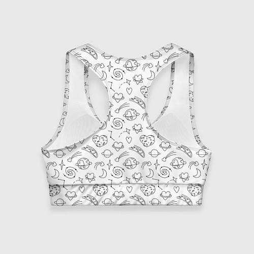 Женский спортивный топ Дудлы с темой любви и космоса / 3D-принт – фото 2