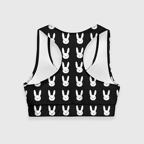 Женский спортивный топ Bunny pattern black / 3D-принт – фото 2