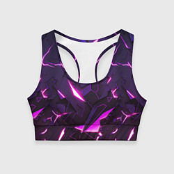 Топик спортивный женский Неоновые абстрактные электрические плиты, цвет: 3D-принт