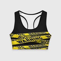 Топик спортивный женский Предупреждающая лента, цвет: 3D-принт