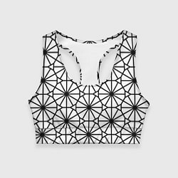 Топик спортивный женский Абстрактный чёрно-белый треугольно-круглый паттерн, цвет: 3D-принт