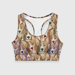 Топик спортивный женский Паттерн с корги, цвет: 3D-принт