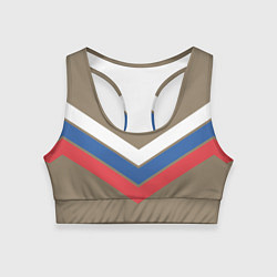 Топик спортивный женский Триколор - три полосы на песочном, цвет: 3D-принт