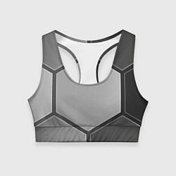 Топик спортивный женский Серебряные металлические пластины, цвет: 3D-принт