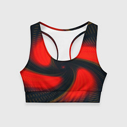 Топик спортивный женский Закрученный вихрь - узор красный, цвет: 3D-принт